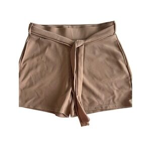 Angel Cult Womens Taupe High Waist Tie Belt Shorts Size L Tan Dressy Summer